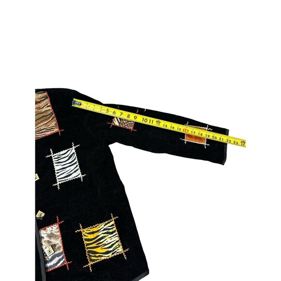 Indigo Moon jacket black size M unique boho artsy patchwork pattern - Picture 7 of 16